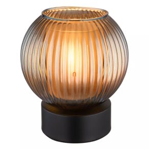   Lampă ambientală în albastru petrol, sticlă striată, 17 cm - Zumba Globo 15638TP - comutator basculant, soclu 1xE27, 230 V