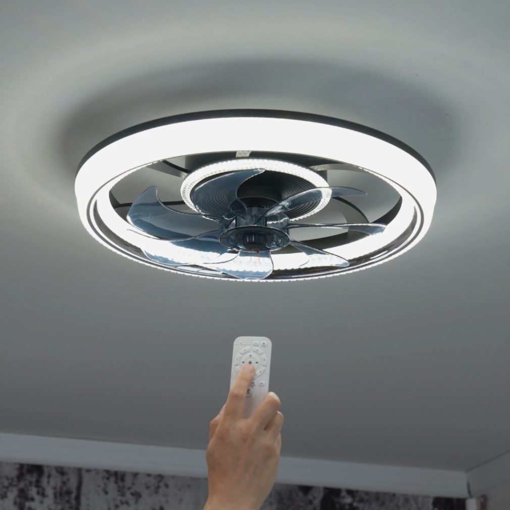 Lampa LED de tavan cu ventilator reglabil și telecomandă - Cirilla Globo 03644