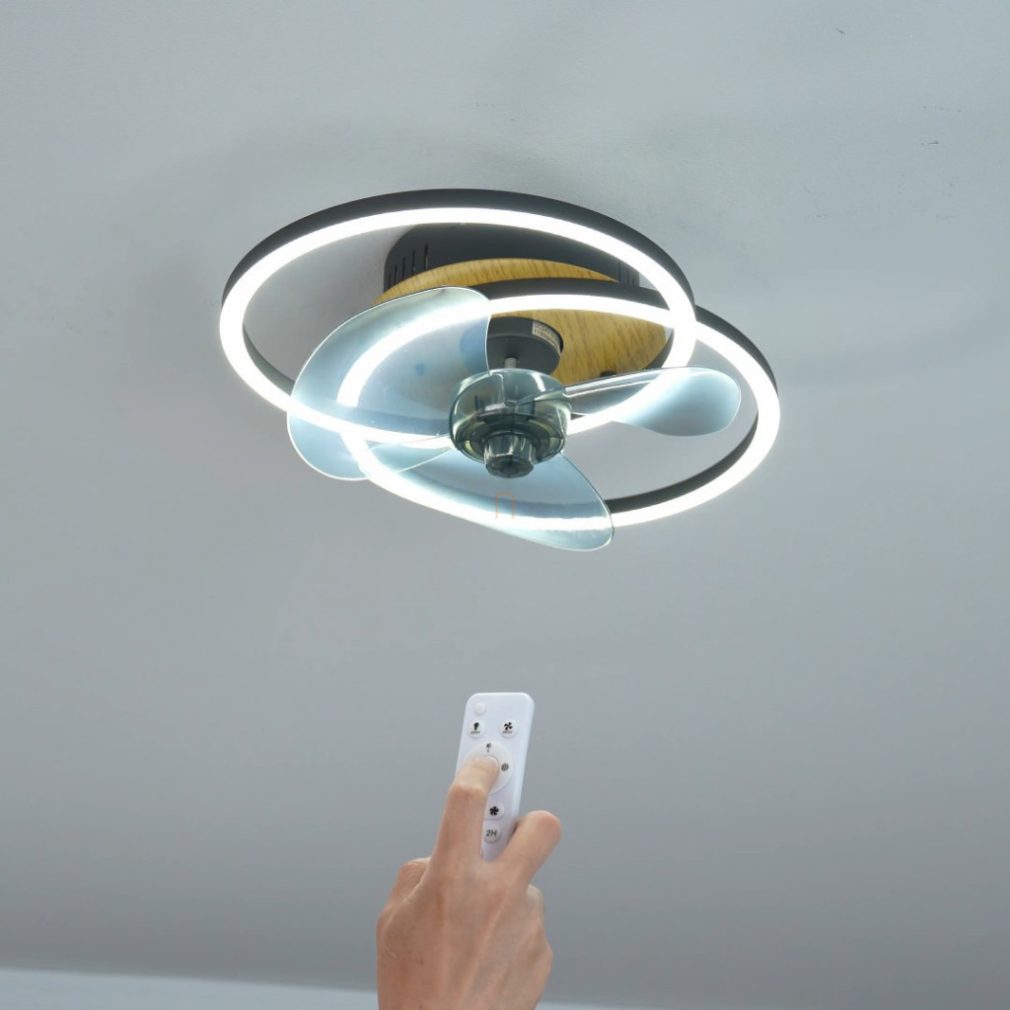 Lampa LED de tavan cu ventilator reglabil și telecomandă, cu inel dublu - Karen Globo 03661