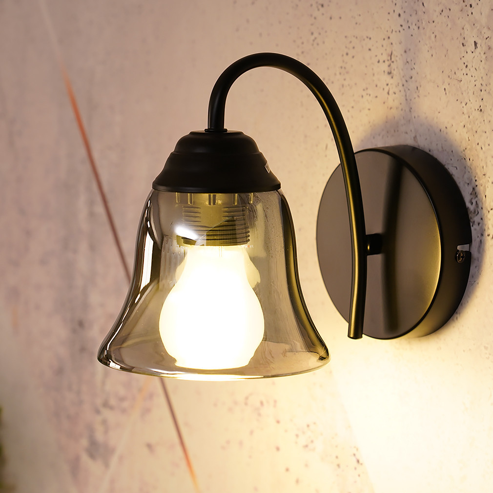Lampa de perete în formă de clopot, sticlă fumurie - Gonny Globo 60298W