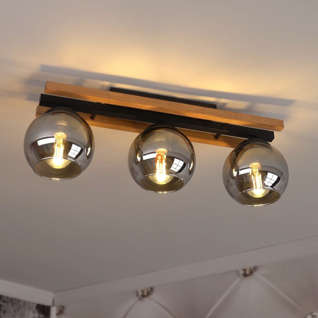 Lampa de tavan fumuriu cu 3 becuri - Conni Globo 15569-3DW