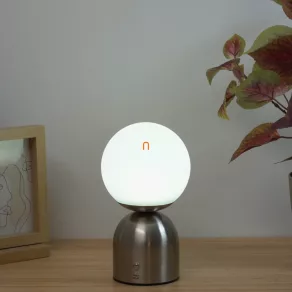   Lampă LED de masă reglabilă, culoare nichel opal, 21 cm - Julsy Globo 21006N, alimentată cu baterii, reîncărcabilă, portabilă, cu intensitate reglabilă, cu cablu de 0,5 m, 2700-6500-4000 K, 189 lm, 2,5 W, 5 V