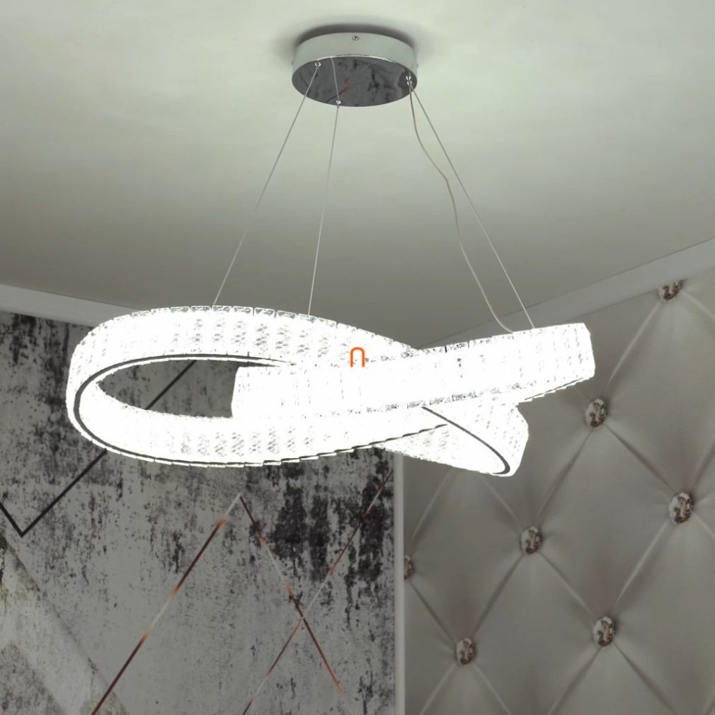 Lampa suspendată cu LED cu incrustat de cristal, lumină albă rece - Mucky Globo 67162-110