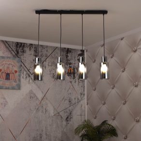   Lampă suspendată cu 4 socluri, sticlă fumurie - Lidaria Globo 15708-4H