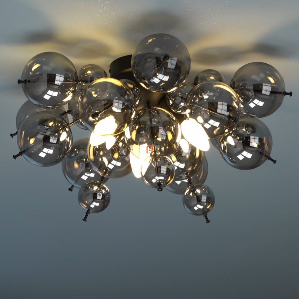 Lampa de tavan cu globuri din sticlă fumurie - Udo Globo 15633DS