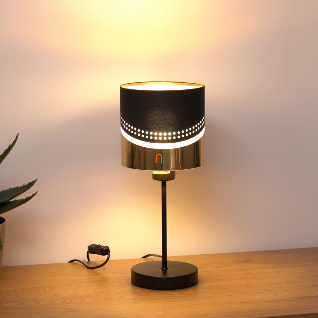 Lampa de masă în culori negru-auriu, 38 cm - Or Globo 54046T - cu întrerupător basculant, 1xE27, 230 V