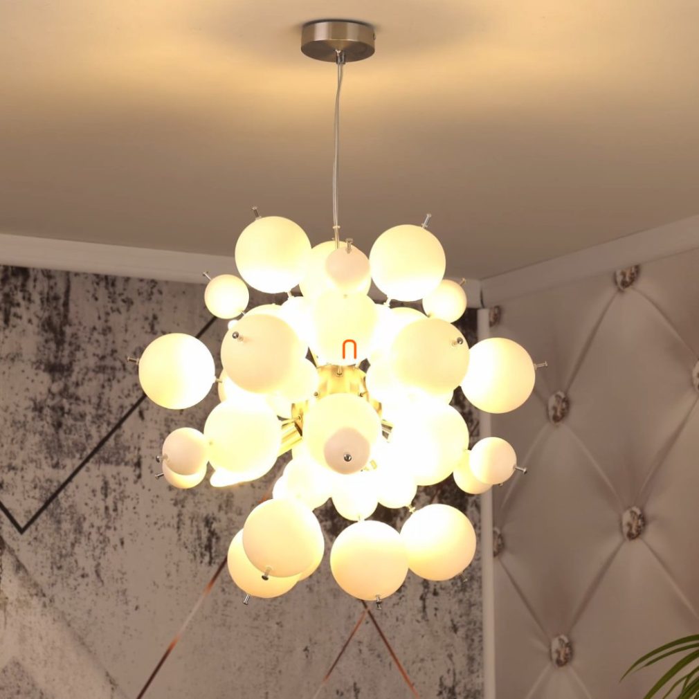 Lampa suspendată cu globuri din sticlă albă - Udo Globo 15633HO
