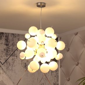   Lampă suspendată cu globuri din sticlă albă - Udo Globo 15633HO