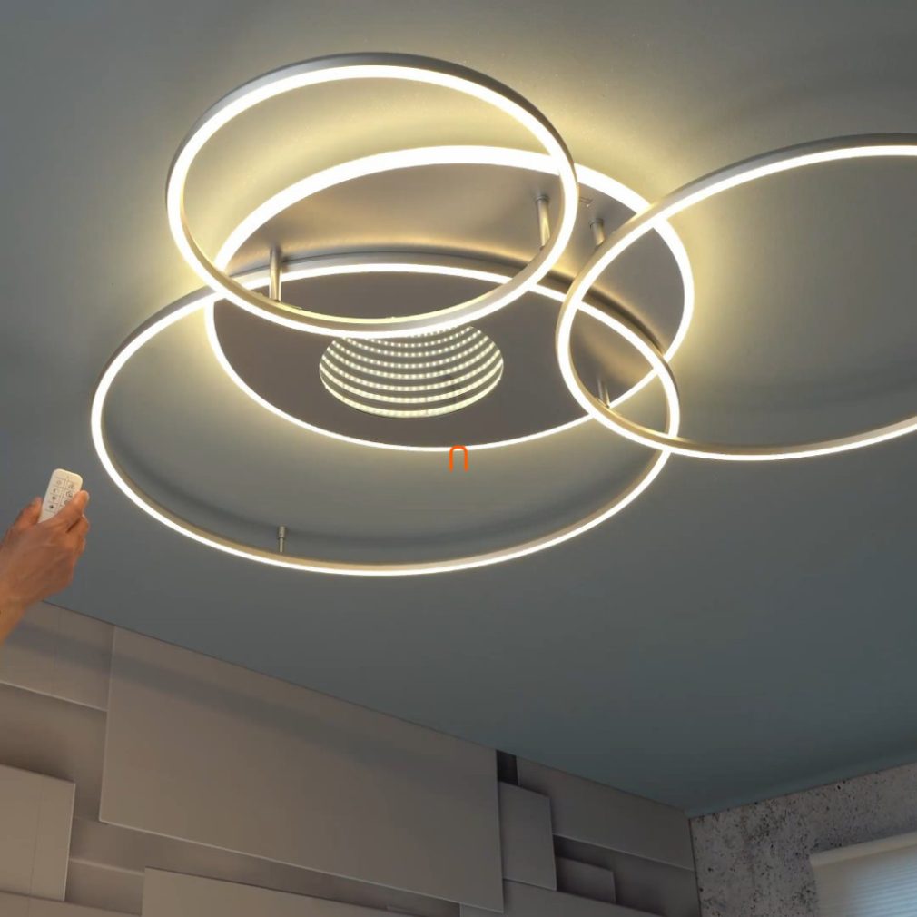 Lampa LED de tavan cu oglindă și telecomandă, culoare argintiu - Invertina Globo 48466-70A