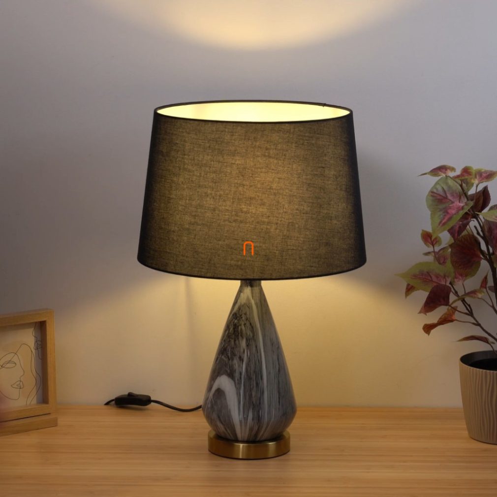 Lampa de masă cu bază din marmură, negru, 54 cm - Kisa Globo 24147B - comutator basculant, 1xE27, 230 V