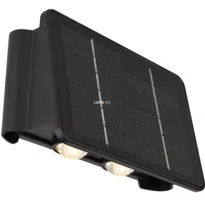   Lampa de perete cu senzor de mișcare și lumină solară, alb cald, negru - Solar Globo 36496