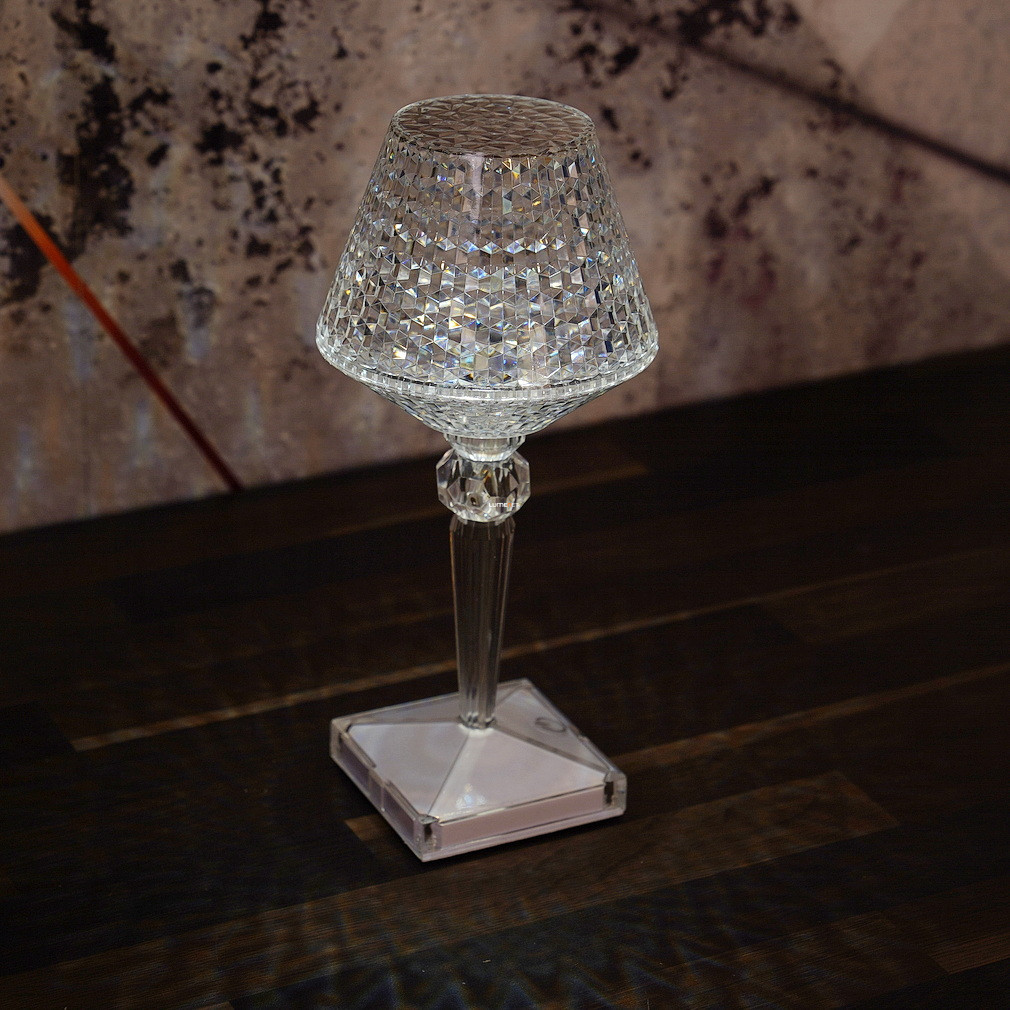 Lampa de masă cu cristal reglabilă, 21 cm, - Gixi Globo 28070, USB, comutator tactil, 2700-4000-6500 K, 50 lm, 1,5 W, 5 V