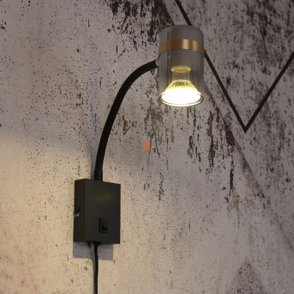 Lampa de perete cu braț flexibil, auriu-fumuriu - Trabby Globo 57916W