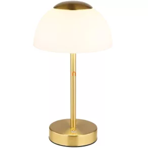   Lampă LED de birou reglabilă, culoare alamă, reîncărcabilă, 31 cm - Sarima Globo 21014M, reglare continuă a intensității luminoase, alimentată cu baterie, cu cablu de 0,5 m, 2700-6500-4000 K, 150 lm, 2,5 W, 3,7 V