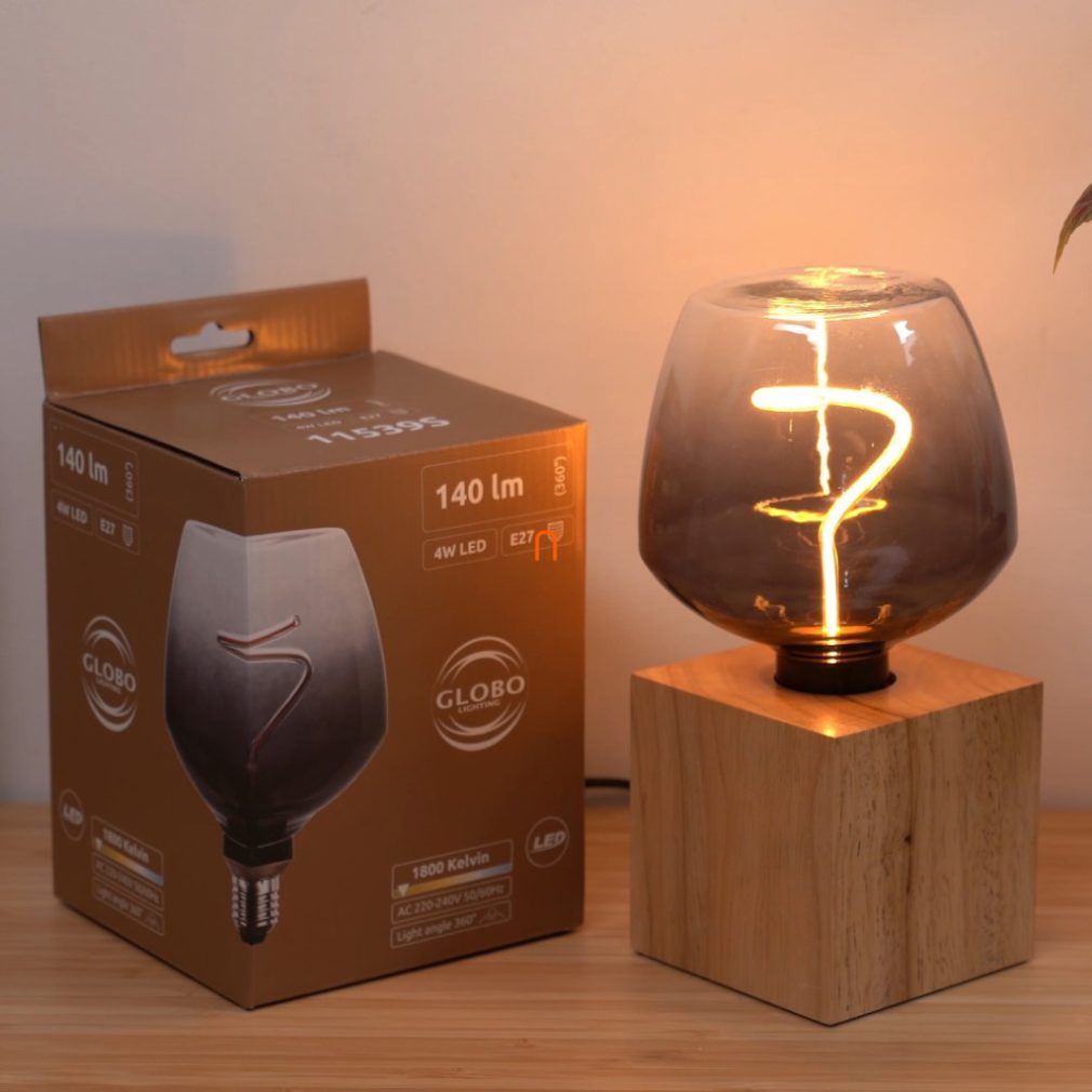 Sursa de lumină decorativă LED E27, 4 W, 140 lm, 1800 K, sticlă fumurie cu tranziție de culoare, 16,3x12,3 cm