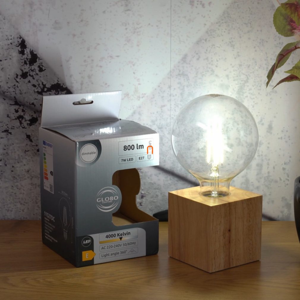 Sursă de lumină LED E27, 7W, 800lm, alb rece, sticlă transparentă