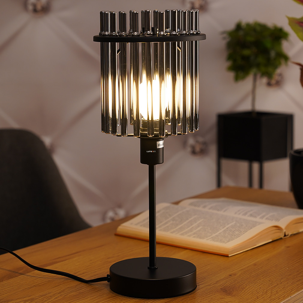 Lampa de masă cu sticlă și tijă, 37 cm - Gorley Globo 15698T, cu 1xE14 soclu