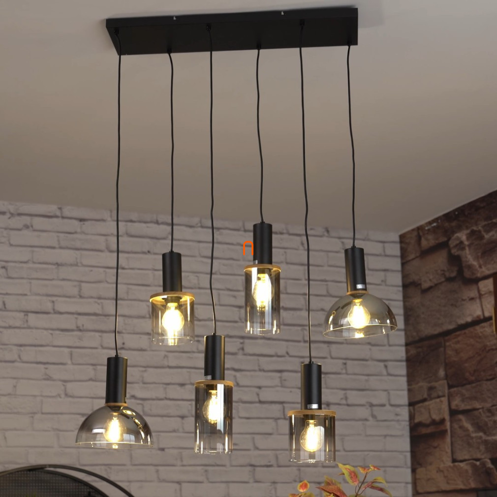 Lampa suspendată cu abajur din sticlă în diferite forme, cu 4 socluri - Classis Globo 15551-6H
