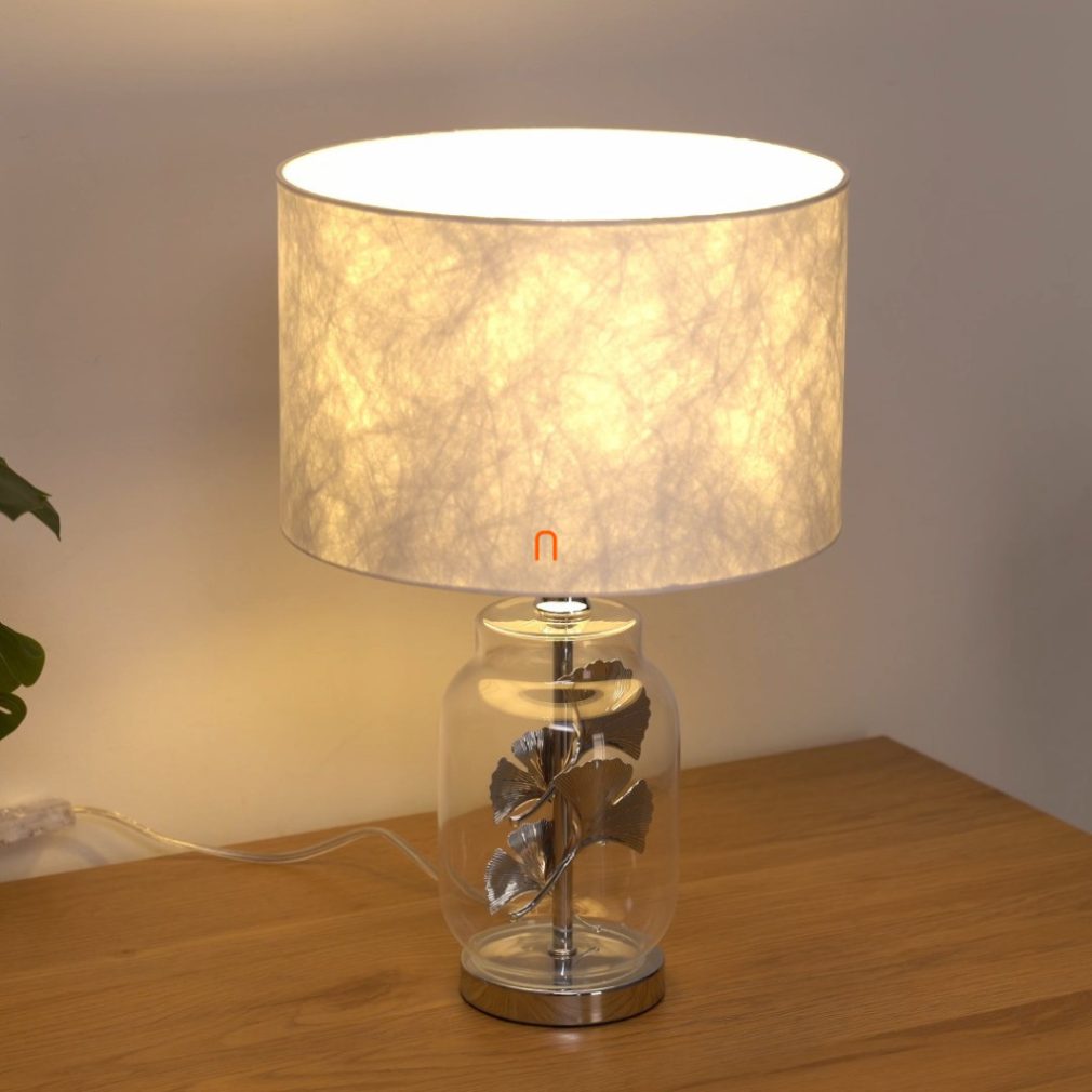 Lampa de masă cu frunze de ginkgo, albă, 38 cm - Ginko Globo 24141C - cu întrerupător basculant, 1xE27, 230 V