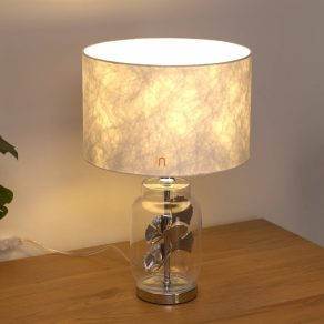   Lampa de masă cu frunze de ginkgo, albă, 38 cm - Ginko Globo 24141C - comutator basculant, 1xE27 soclu, 230 V