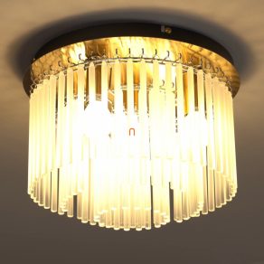   Lampă de tavan cu tijă din sticlă în alb și auriu, 32 cm - Gorley Globo 15698DM