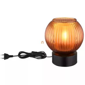   Lampă decorativă în culoarea bronz, sticlă striată, 17 cm - Zumba Globo 15638TB - comutator basculant, soclu 1xE27, 230 V