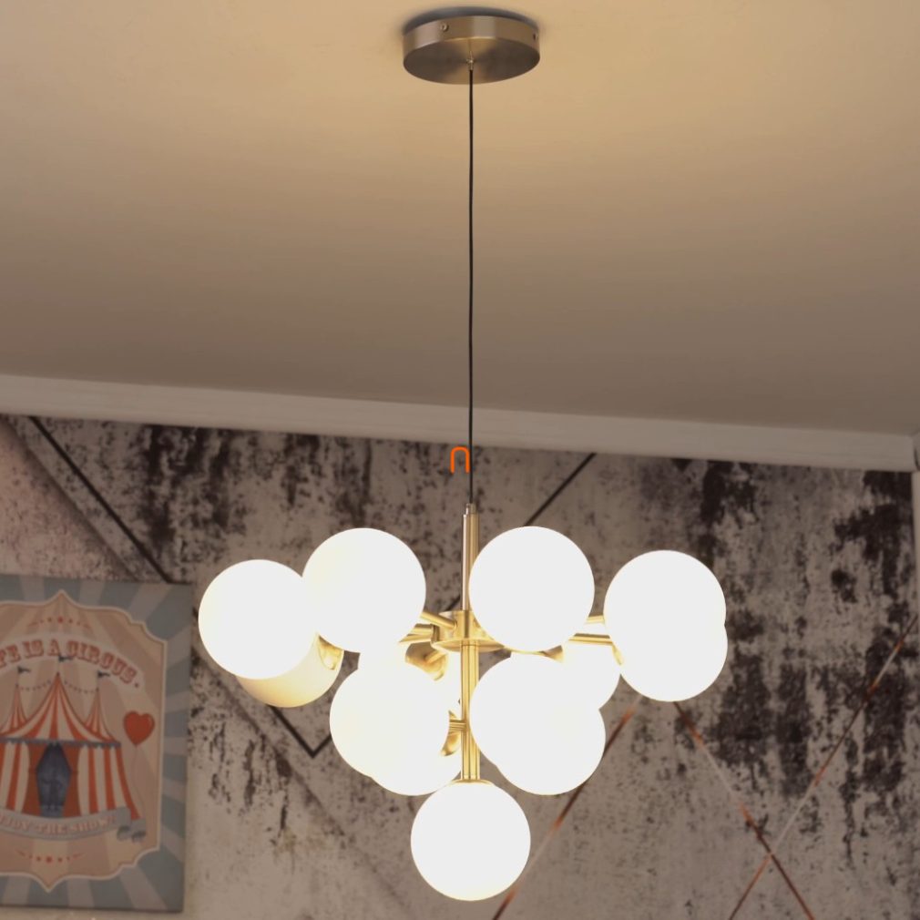 Lampa suspendată cu glob de sticlă în culoarea nichel opal - Grappy Globo 56143-13N