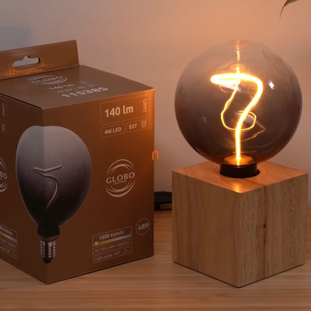 Sursa de lumină decorativă LED E27, 4 W, 140 lm, 1800 K, sticlă fumurie cu tranziție de culoare