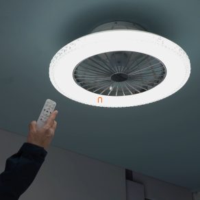  Lampă LED reglabilă pentru tavan cu ventilator și incrustări de cristal - Corusso Globo 03654
