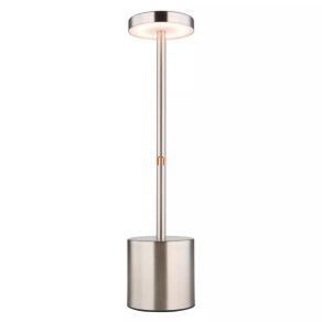   Lampă LED de masă reglabilă, culoare nichel, 34 cm - Polina Globo 21019N, alimentată cu baterii, reîncărcabilă, portabilă, cu intensitate reglabilă, cu cablu de 0,8 m, 2000-7000-3500 K, 138 lm, 1,2 W, 230 V