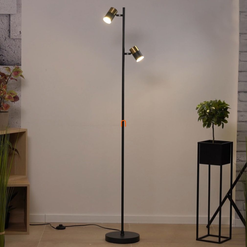 Lampa de podea, neagră, 154 cm - Brisbon Globo 57850S, comutator cu picior, 2xGU10, 230 V