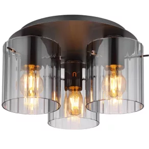   Lampă de tavan cu abajur din sticlă striată, 3 socluri - Tulivar Globo 15904-3D