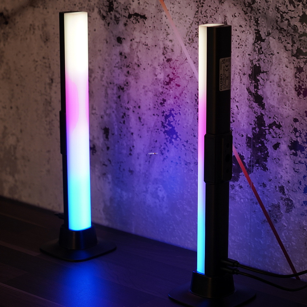 Lampa LED de masă inteligentă cu efect de curcubeu, 2 bucăți, 32 cm - Polliver Globo 25895SH, reglabilă prin aplicație, Tuya, USB, temporizator, efect de curcubeu, efecte de lumină pentru muzică, montabilă pe perete, 2,5 W, 5 V
