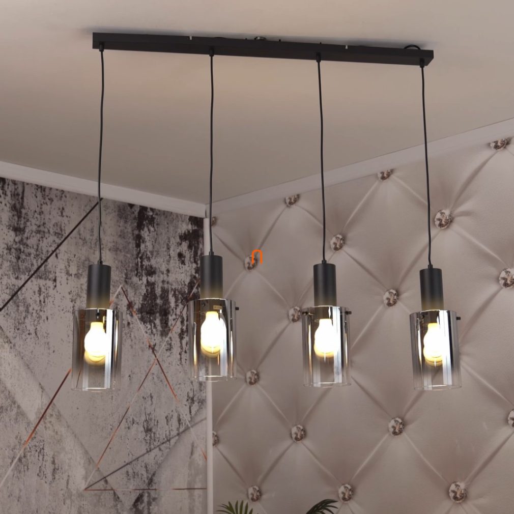 Lampa suspendată fumurie cu 4 becuri, sticlă - Florentina Globo 15907-4H