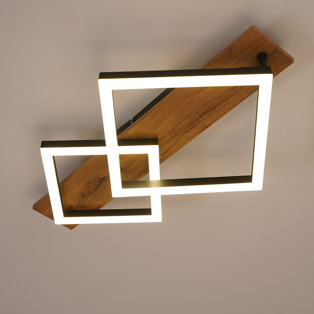 Lampa LED de tavan, negru-lemn - Beatrix Globo 67294D1