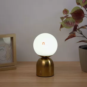   Lampă de masă reglabilă, culoare auriu opal, 21 cm - Julsy Globo 21006M, alimentată cu baterii, reîncărcabilă, portabilă, cu intensitate reglabilă, cu cablu de 0,5 m, 2700-6500-4000 K, 189 lm, 2,5 W, 5 V