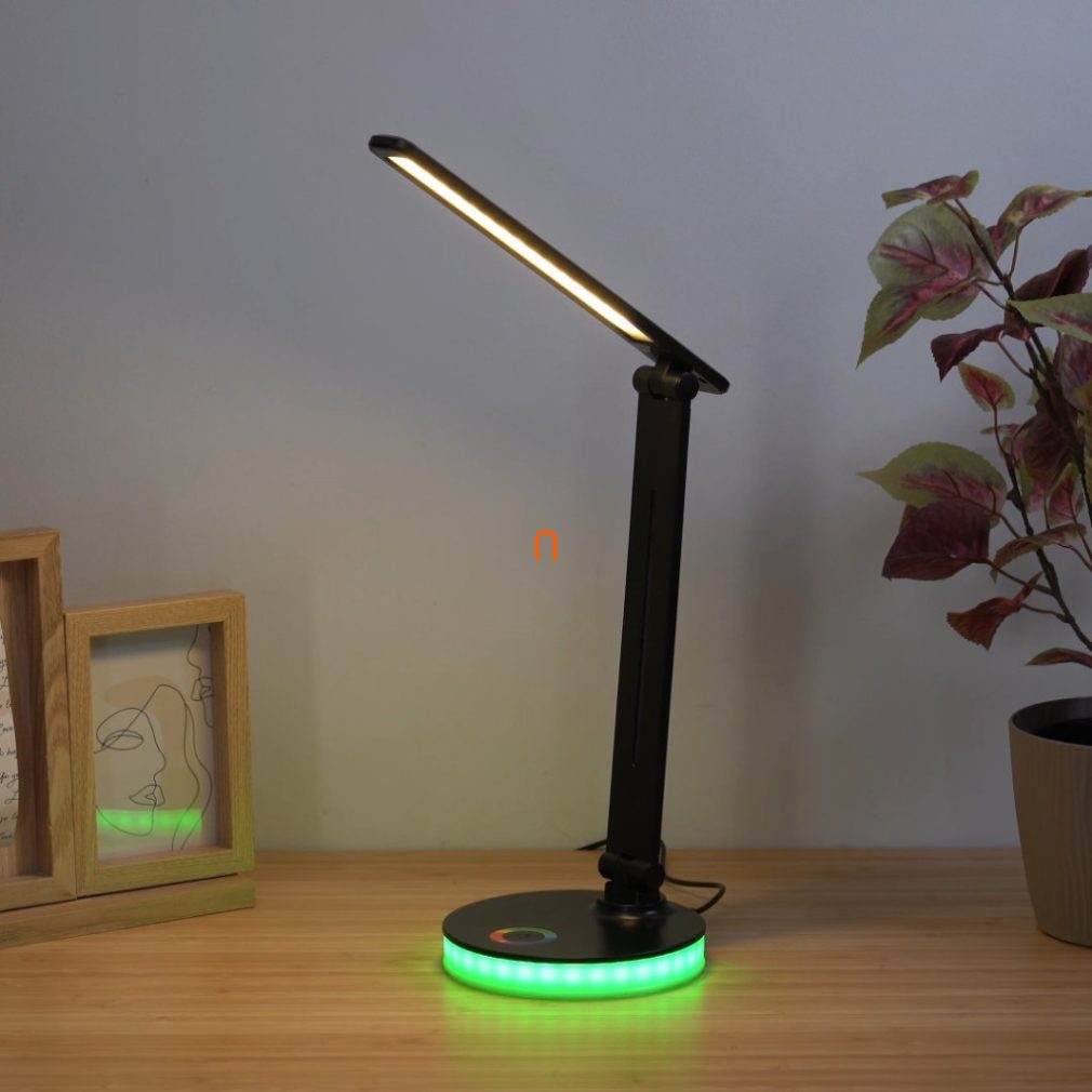 Lampa de birou LED reglabilă cu iluminare colorată a bazei, 50 cm - Geraldo Globo 58445B, cu cablu USB, cablu de 1,2 m, 2700-6500-4000 K, 538 lm, 5 W, 230 V