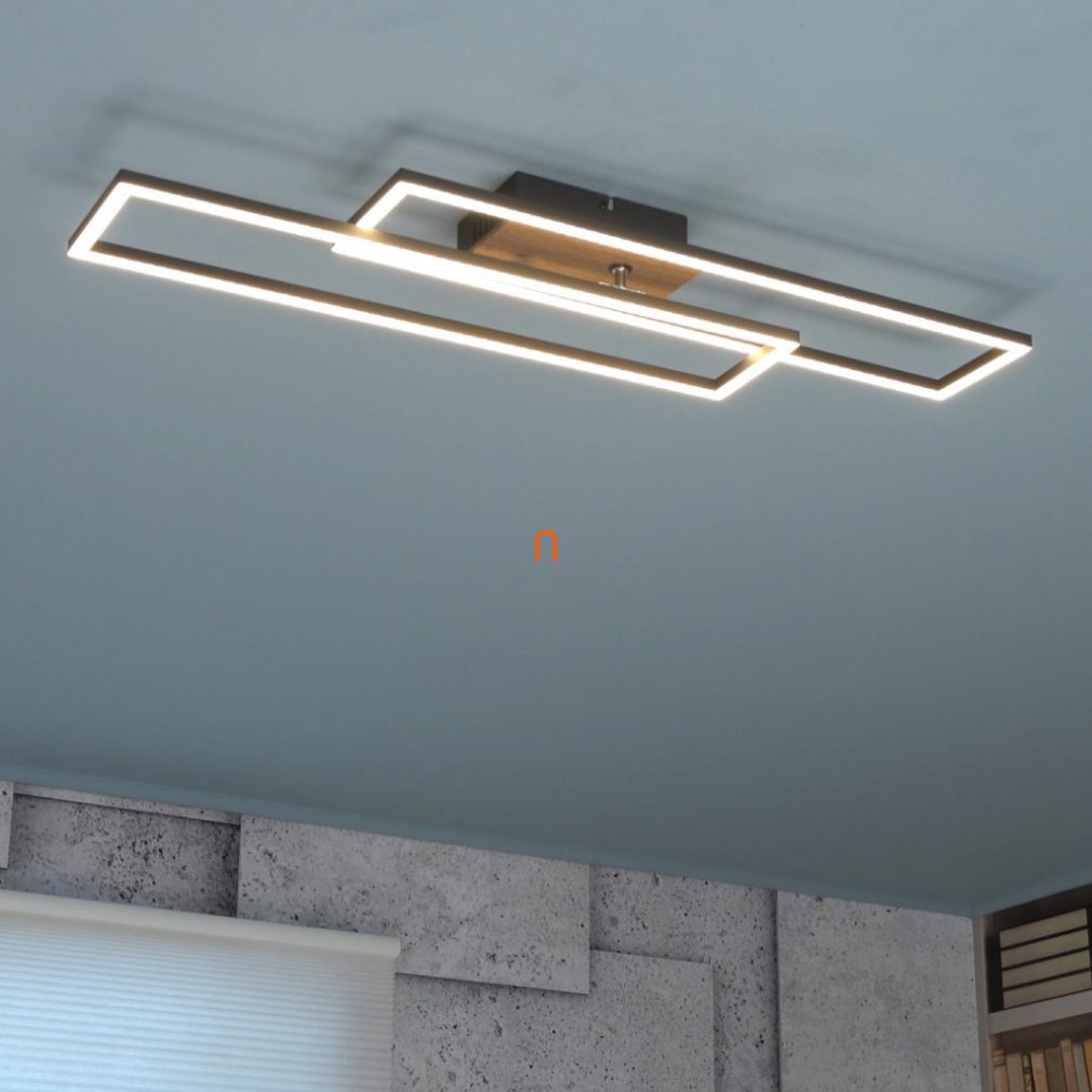 Lampă LED cu cadru dublu pentru tavan, culoare negru mat-natur, 80x60 cm - Dakari Globo 67208-30