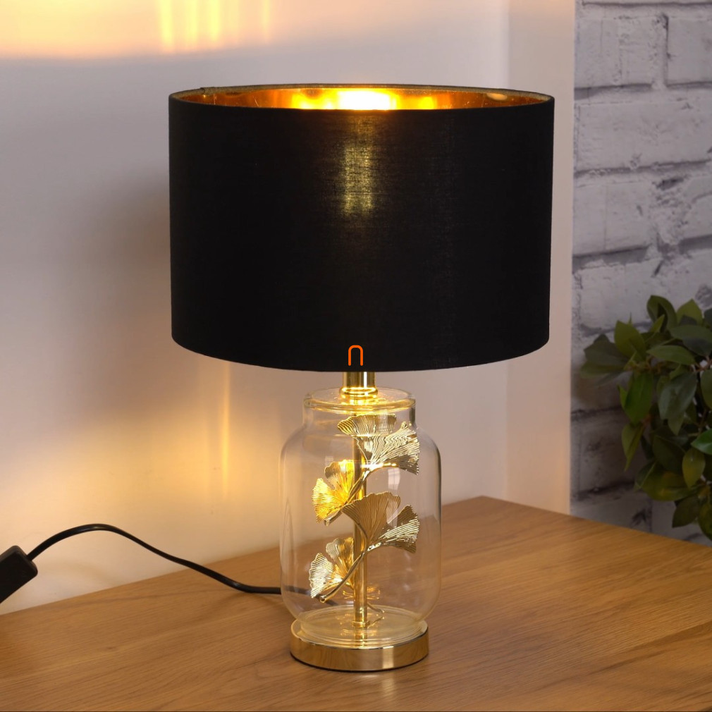 Lampa de masă cu frunze de ginkgo, negru, 38 cm - Ginko Globo 24141M - comutator basculant, 1xE27, 230 V