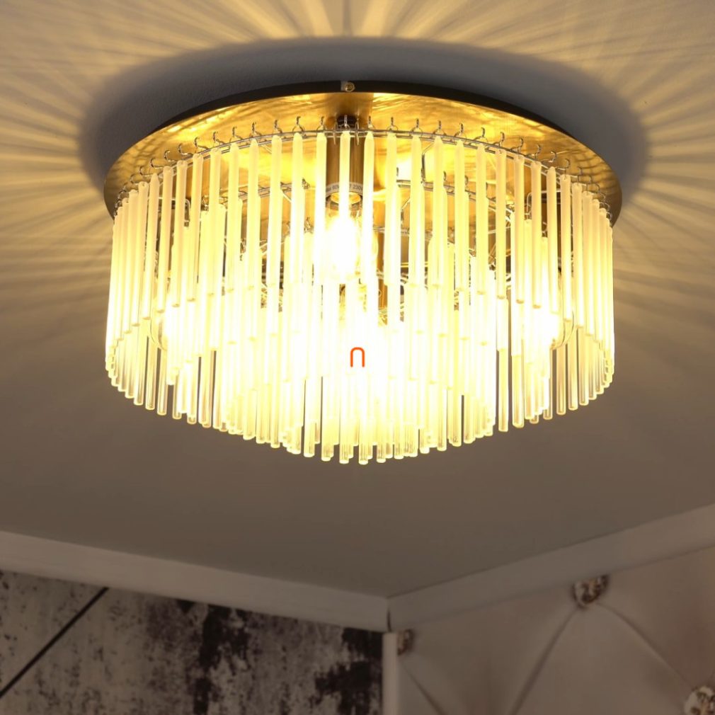 Lampa de tavan cu sticlă alb-auriu, 50 cm - Gorley Globo 15698D1M