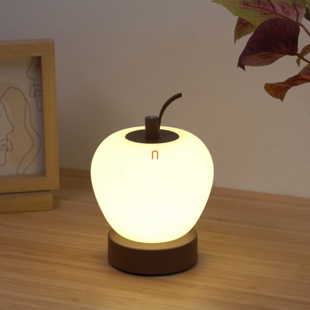 Lampă LED reglabilă în formă de măr, 16 cm - Evalina Globo 21011, cu baterie, reîncărcabilă, portabilă, cu intensitate reglabilă, cablu de 1,5 m, 2700-6500-4000 K, 90 lm, 1,2 W, 230 V