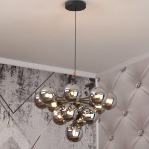  Lampă suspendată cu abajururi din sticlă fumurie - Grappy Globo 56143-13