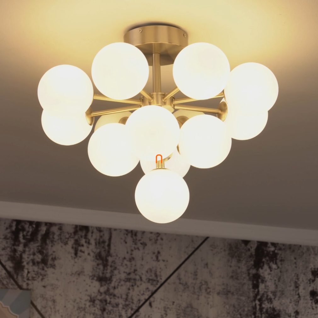 Lampa de tavan cu glob de sticlă în culoarea nichel opal - Grappy Globo 56143-13ND