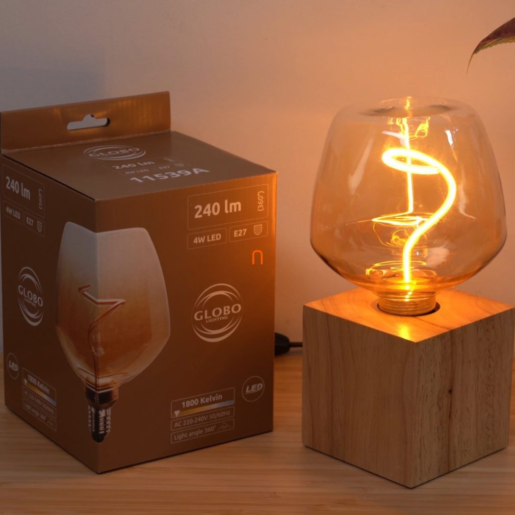 Sursa de lumină decorativă LED E27, 4 W, 240 lm, 1800 K, sticlă ambră cu tranziție de culoare, 16,3x12,3 cm