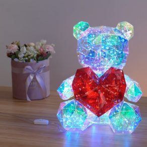   Urs holografic cu LED și inimă, 32 cm - Brondar Globo 28058