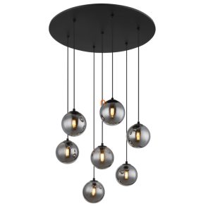   Lampă suspendată de culoare fumurie cu abajur din sticlă - Riha Globo 56133-7H