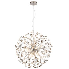   Lampă suspendată de designer, cristal dandelion, crom, culoare fum, 60 cm - Katrina Globo 64135H2C