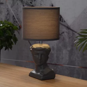   Lampă de birou cu soclu în formă de bust roman, de culoare gri - Hermes Globo 21732G - 1xE14, 230 V, IP20, cablu de 1,3 metri