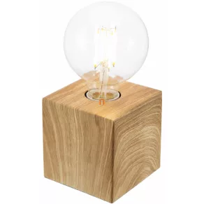   Lampă de masă cubică cu aspect de stejar, 10 cm - Leonie Globo 502401466X, cu 1 soclu E27, 230 V