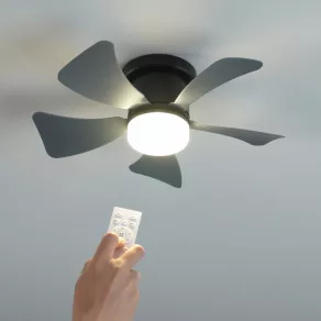   Lampă LED de tavan cu ventilator reglabil și telecomandă, de culoare gri - Hines Globo 03609A